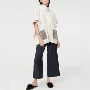 $489 Club Monaco Cashmere Lagenlook Poncho Sweater Turtleneck Shearling Pockets
